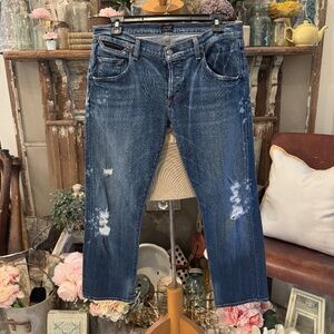 COH Citizens Of Humanity DYLAN DISTRESSED Drop Rise Cropped JEANS | 28